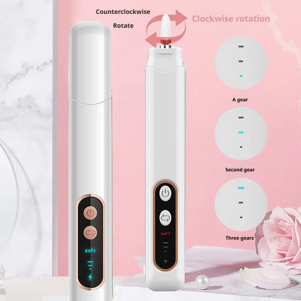 6-in-1 コードレスネイルドリル 新しい電動ネイルファイルキット ポータブル充電式マニキュアツール ネイルシェーピング、バフ研磨、研磨用