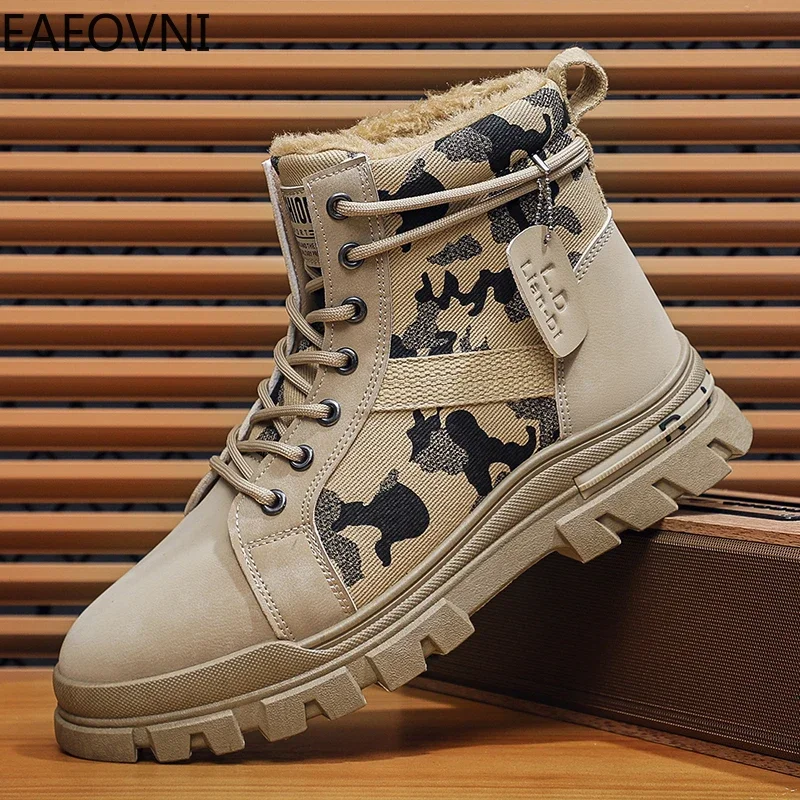 Men's Winter Boots Ankle Boot Round Toe Beautiful Fashionable Trendy All-match Explosive Style Booties for Men British Style