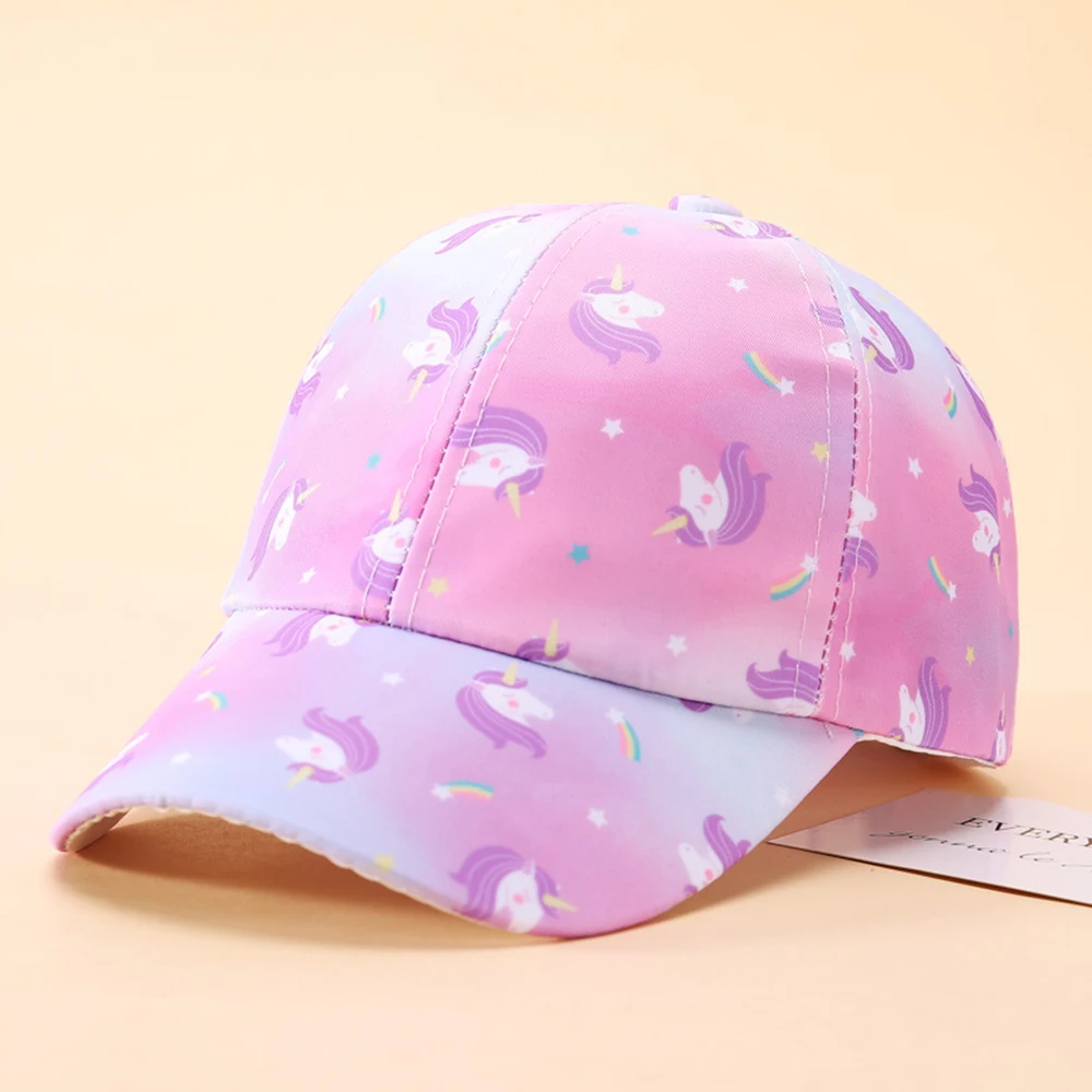 Love Printed Baseball Cap Girl\'s Unicorn Outdoor Travel Hats Colorful Sun Protection Sun Hat For Kids 3-10 Years