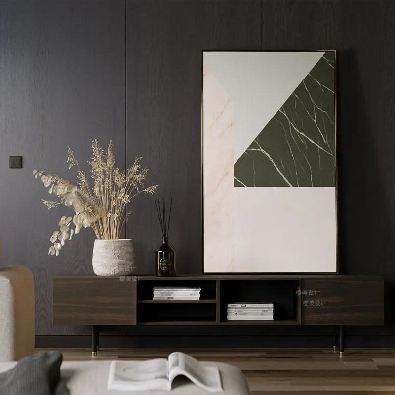 Italian minimalist solid wood storage TV cabinet Nordic modern light luxury living room home audio-visual cabinet large