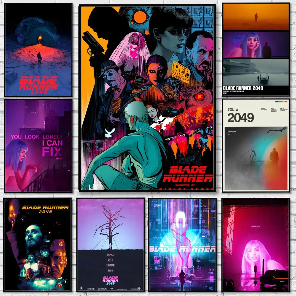 Classic Movie Blade Runner 2049 Poster Waterproof HD Wall Sticker Self-Adhesive Art Poster Fade Resistant Home Room Decor