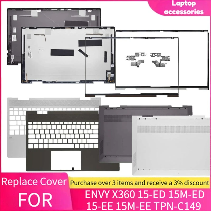 LCD Screen Back Cover Front Bezel Palmrest Top Bottom Case Hinges For HP ENVY X360 15-ED 15M-ED 15-EE 15M-EE TPN-C149