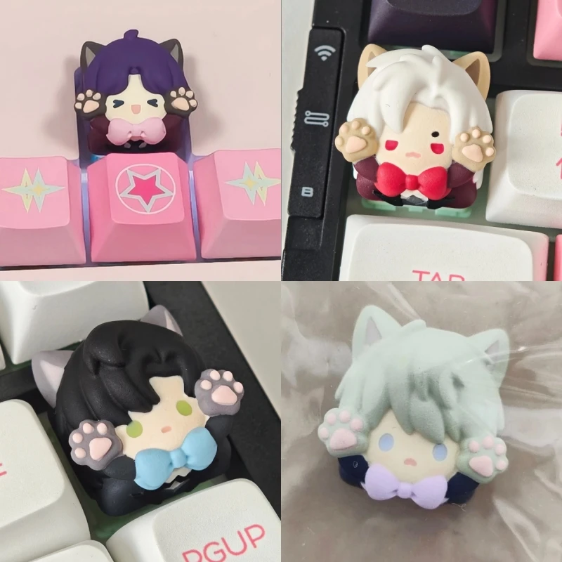 

Love And Deepspace Rafayel Mechanical Keyboard Keycaps Cosplay Cat Ear Keycap Cartoon Kforce Back Customized Pc Accessories