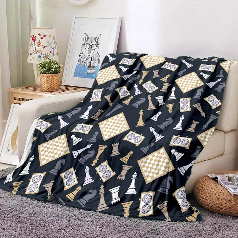 Chess-print soft blanket Flannel Blanket Living Room Bedroom Bed Sofa Picnic Set  throw blanket Suitable for sofa bed blanket