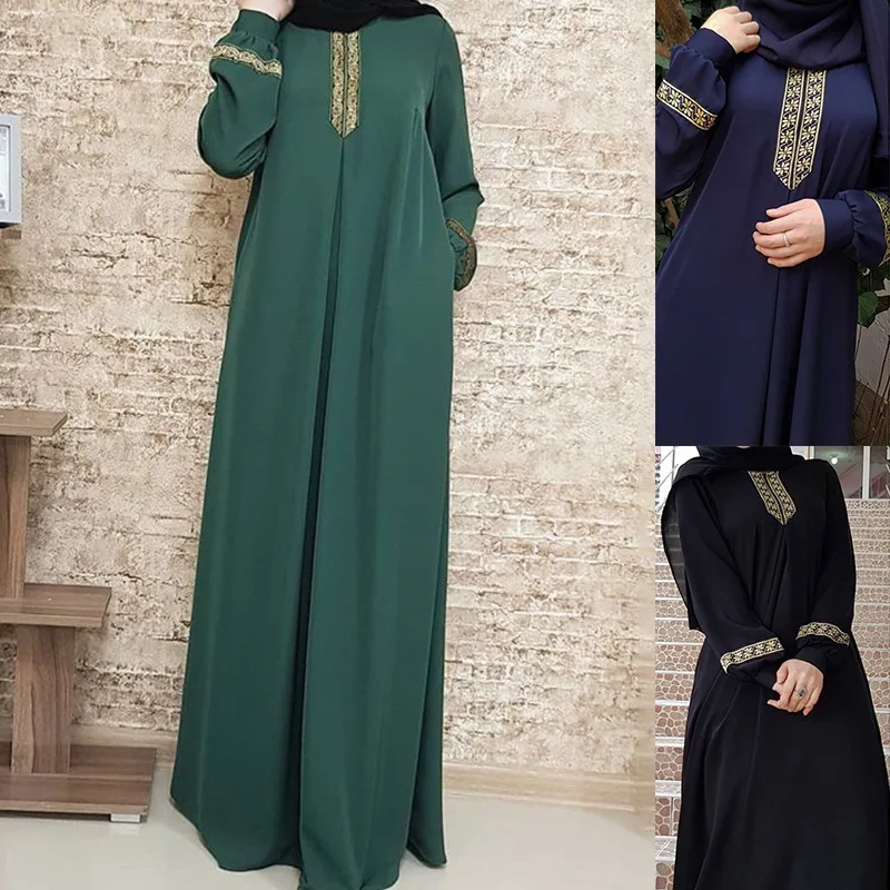 Muslim Ethnic Style Print Abayas Plus Size Dubai Dresses For Women 4xl 5xl Long Sleeve Loose Casual Robe Fashion Ramadan Dress