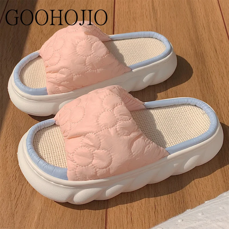 New Summer Outside Flax Slippers Women Shoes Slides Flip Flops Female Slides Indoor Soft Sole Women Sandals Slippers Breathable