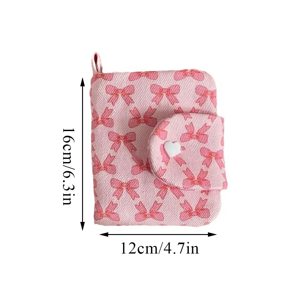 Carteira pequena portátil com zíper para mulheres, titular de cartão de grande capacidade, estampa de arco para meninas, porta-moedas de lona rosa, bolsa casual