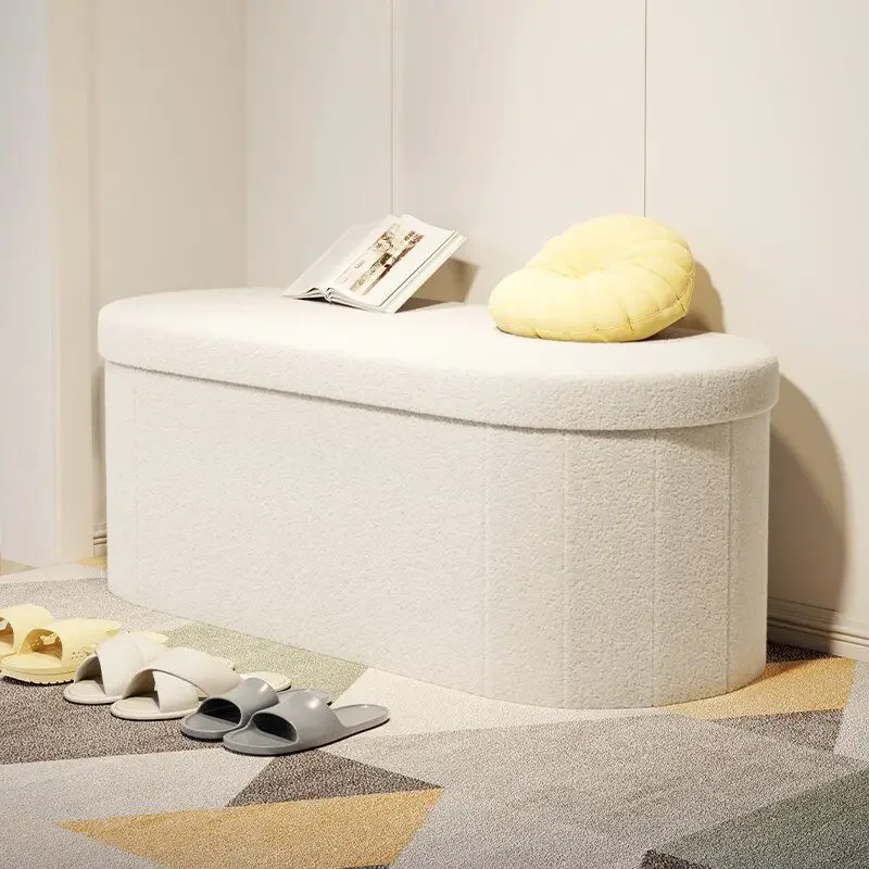 Portable Change Shoe Stool Foldable Storage Stool Large Space Storage Box Shoe Change Stool Rest Household Door Room Furniture