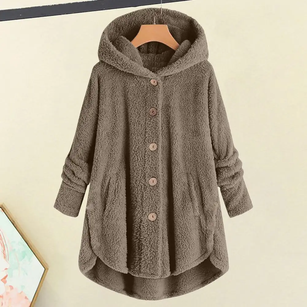 

Women Winter Jacket Cozy Fleece Lined Women's Jacket With Irregular Hem Hooded Design For Fall Winter Stylish Mid For Wear