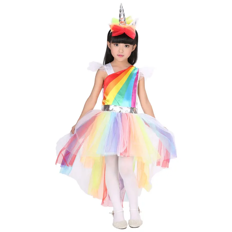 

Unicorn Rainbow Skirt Dress Children's Day Halloween Role-playing Cosplay Women's Stage Performance Costume Polyester Dress