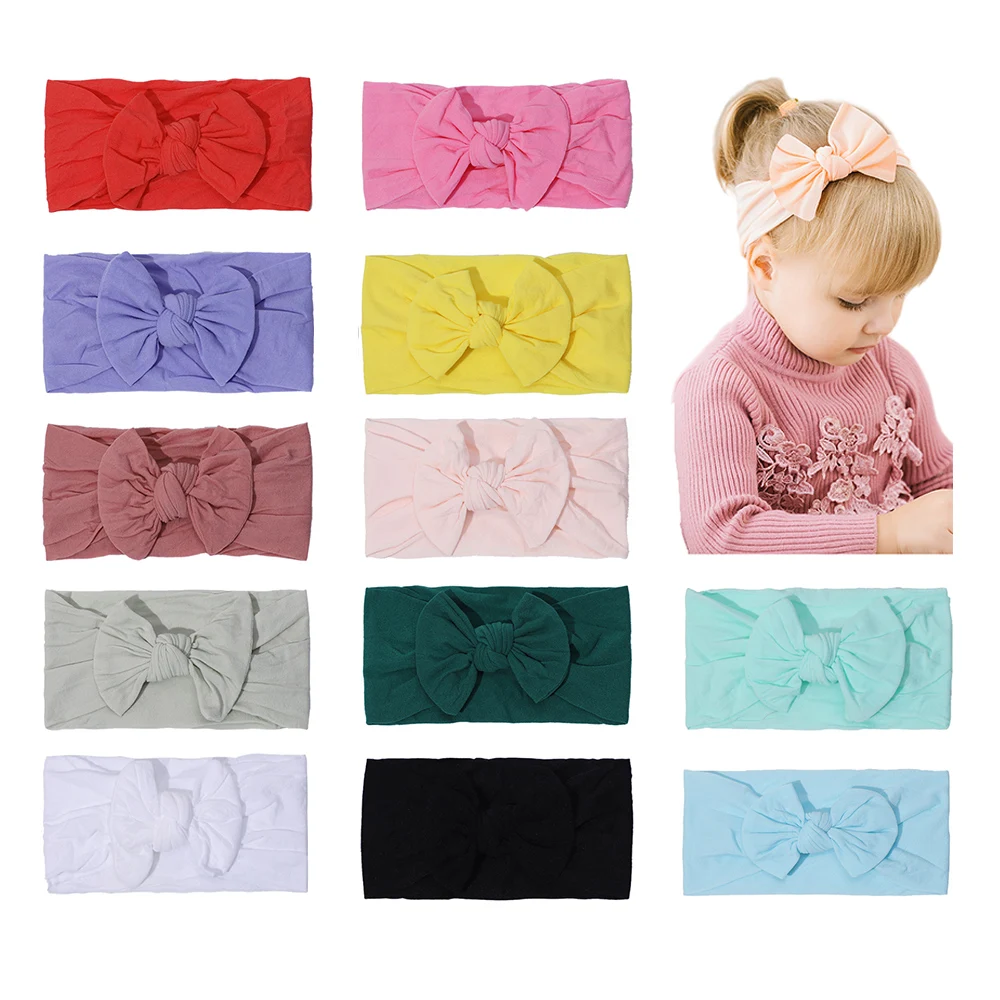 12Pcs/Set Baby Bow Headband Elastic Nylon Hairbands for Kids Girls Newborn Infant Headwear Hair accessories for Children