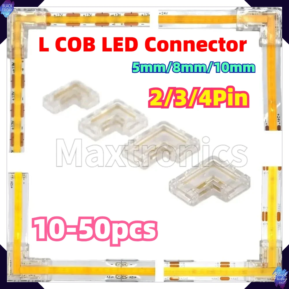 10-50pcs 5MM/8mm/10Mm COB LED Connector NEW 2/3/4Pin L Shape Corner Terminal Practical Connector for CCT FCOB RGB Strip Light