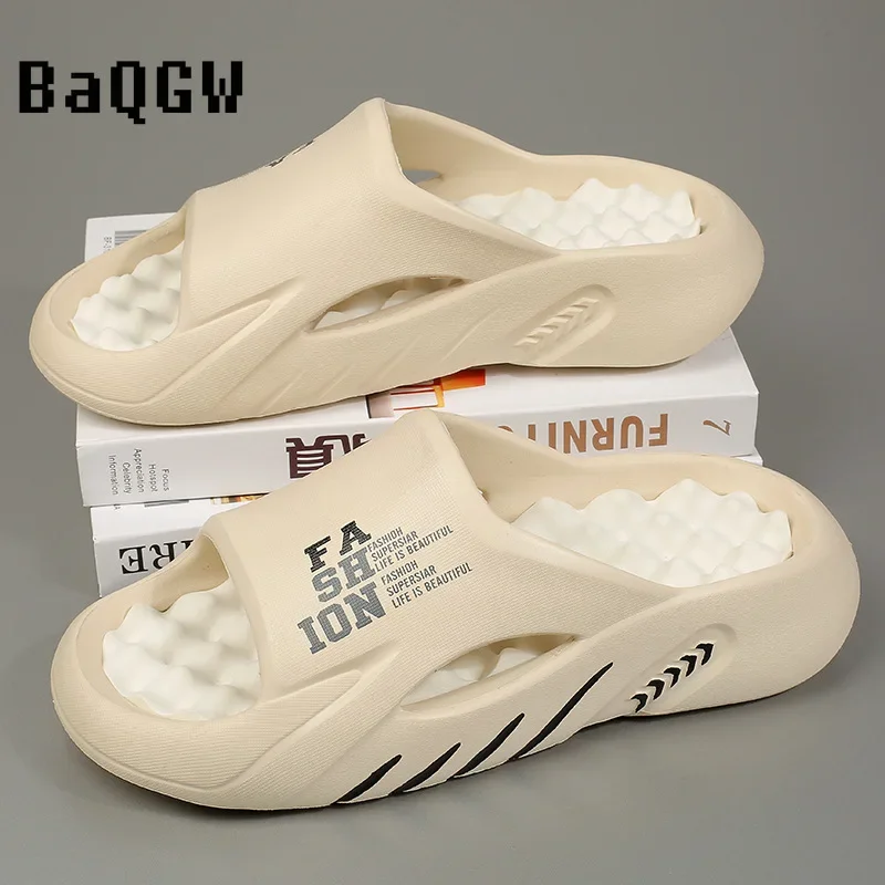 Summer Men Letter Print Slippers Sides Indoor Outdoor Sandals Beach Casual Shoes Soft Sole Slides Men Flip-flops Men's Sandals image 5