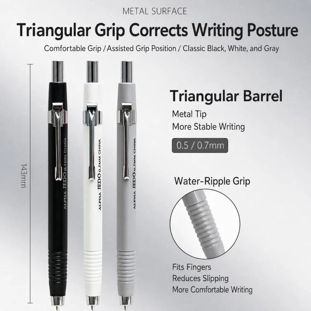 Triangular Grip Mechanical Pencil Set HB 0.5/0.7mm Propelling Pencil Kit with Lead Refills & Erasers HB Pencil
