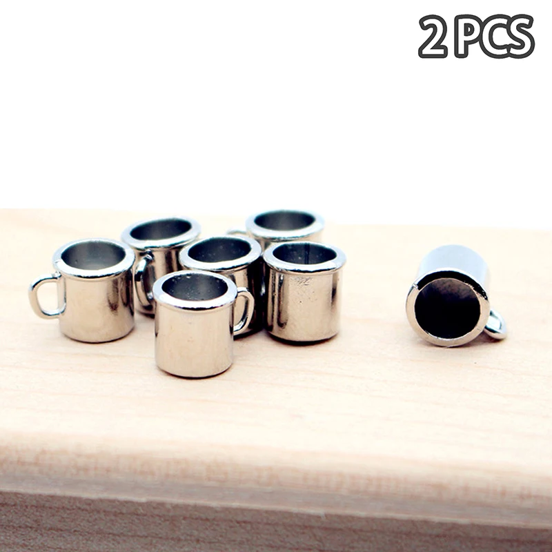 2PCS Dollhouse Miniature Simulation Alloy Cup Model Metal Coffee Cup Kids Pretend Play Toy Doll House Decoration Accessories