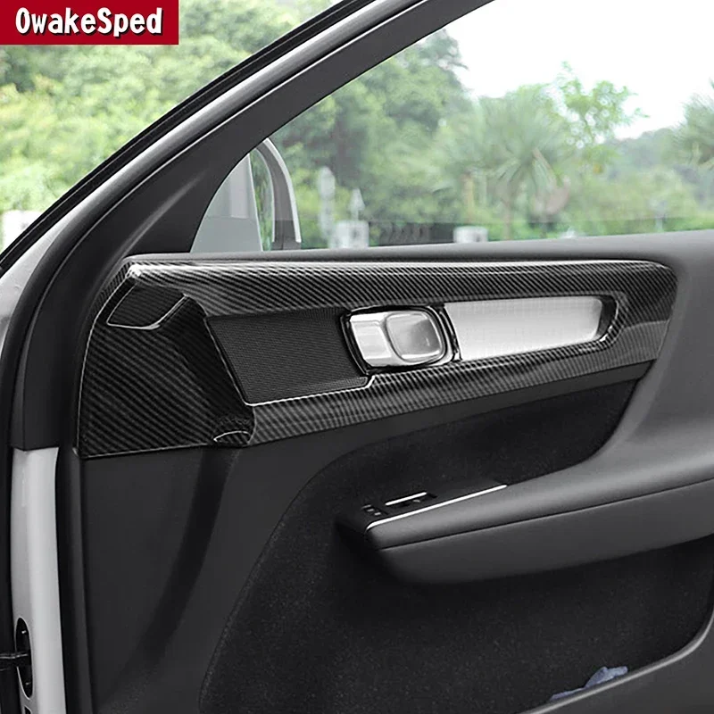 

Car Inner Door Handle Panel Frame Decoration Carbon Pattern Trim For Volvo XC40 2019-2022 Interior Decals Accessories Stickers