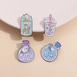 Dream Starry Sky Ocean Wishing Bottle smalto Pin Cute Fish Boo Constellation spilla spilla distintivo vestiti zaino gioielli