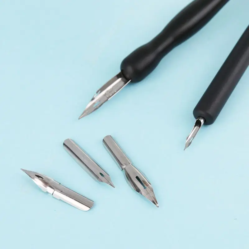 Manga Dip Pen Holder Set Comic Drawing Painting Tools + 5 Nibs