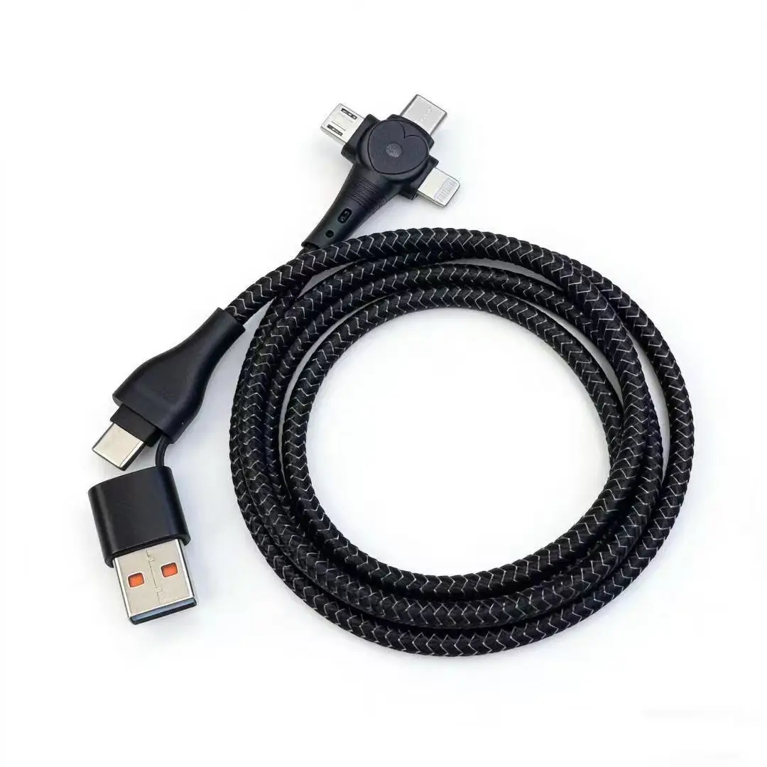 3-in-1 Schnellladekabel 3-in-2 USB Typ-C Kabel Daten-Schnellladegerät für iPhone Huawei Xiaomi Samsung