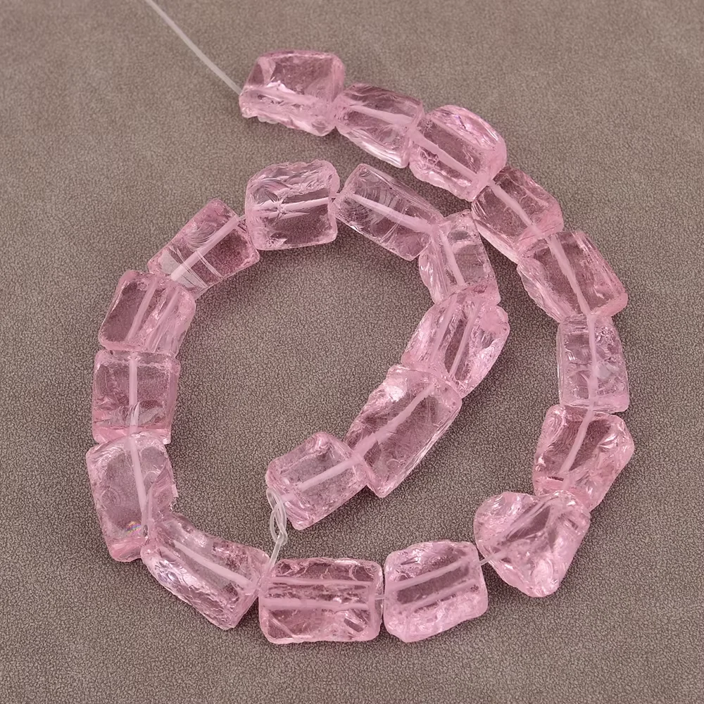 

Pink Color Natural Glass Rough Nugget Loose Beads For Jewelry Making DIY