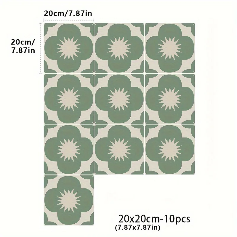 10pcs Wall Stickers Made of PVC - wall stickers for kitchen home decoration, waterproof self-adhesive floor stickers
