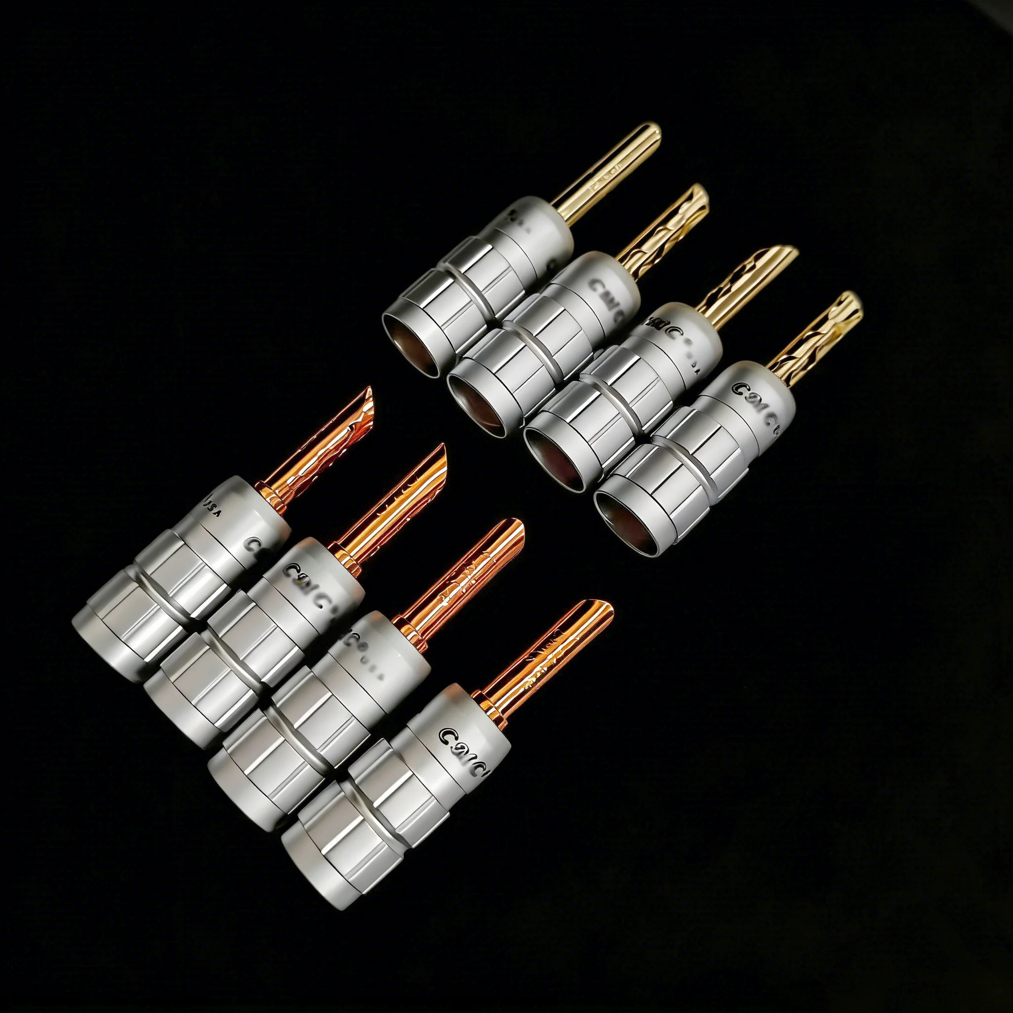 

24K Gold-Plated BFA Banana Plugs CMC Locking Copper Core Connectors for Speaker Cables