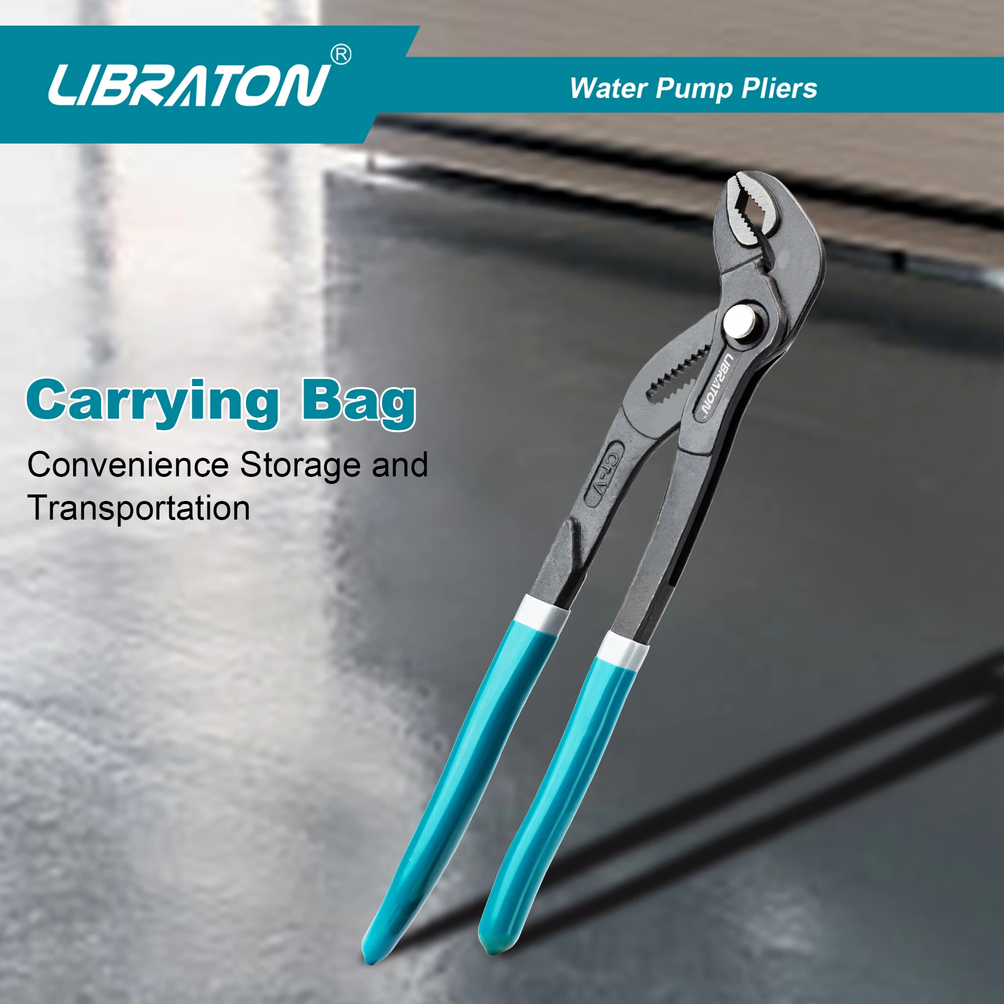 Libraton 12inch Water Pump Plier, Groove Joint Plier, Adjustable Plier, Ratcheting Push Button Adjustment Mechanism,Universal