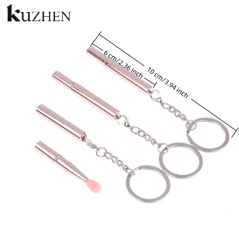 1 pz pennello per labbra in silicone multifunzionale portatile con portachiavi coperchio rossetto antipolvere pennello per rossetto pennello per ombretto