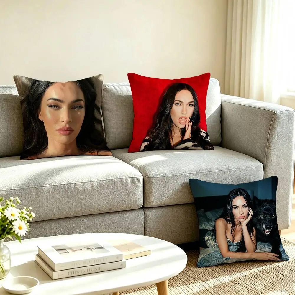 M-Megan Fox Movie Actress Square Double-Sided printed Pillow Case Bedroom Bedside Pillow Sofa Cushion Cover