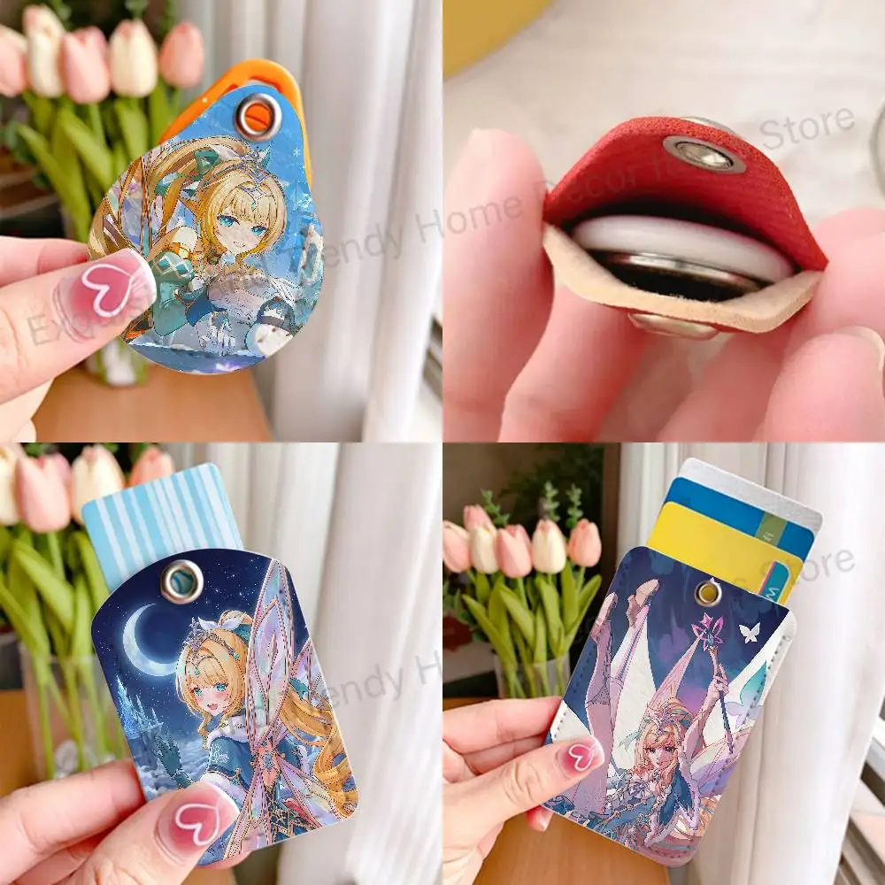 G-Genshin Impact Vesna Card Holder Keychain Key Air Tag Ring Door Lock Access Protective Case For Security Gift