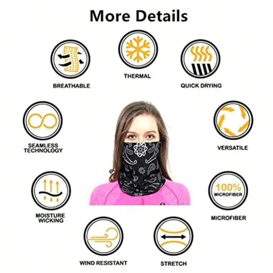 

Microfiber Neck Gaiter Headband Face Mask Bandana For Men And Women