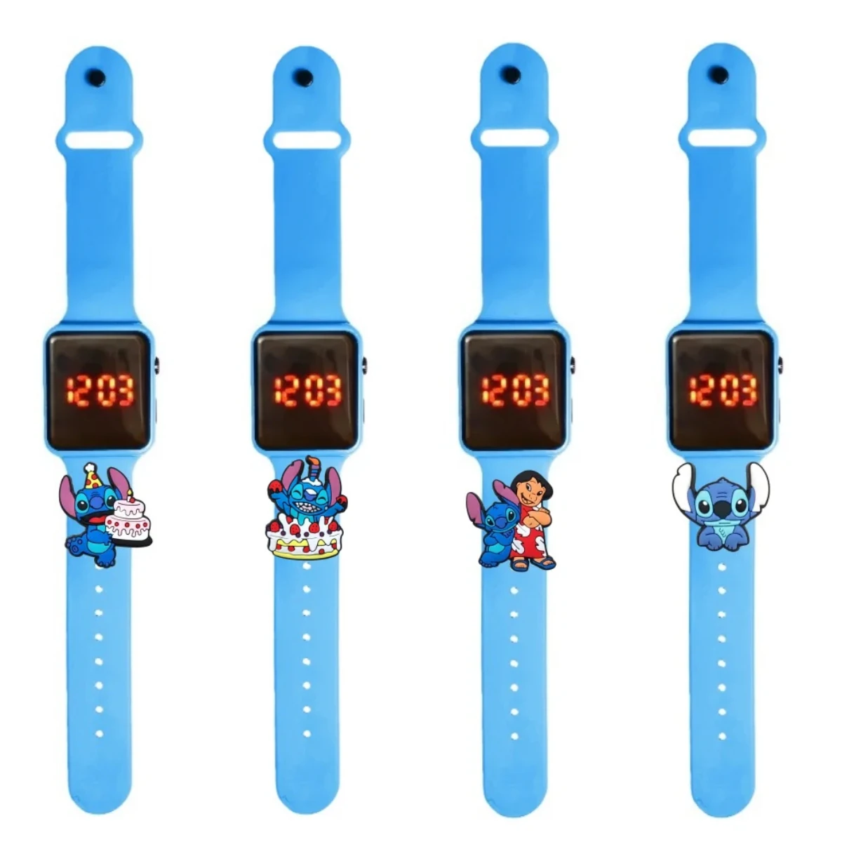 Jam Tangan Anak Stitch Jam Tangan Modis Kartun Jam Tangan Tampilan LED Digital Elektronik Jam Tangan Anak Hadiah Liburan Tahan Air