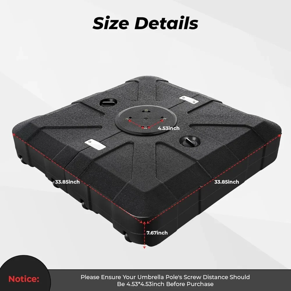 

Cantilever Umbrella, Base 253lb-363lb, Heavy-Duty Rolling Outdoor Umbrella Base Stand H110, Refillable High-Density