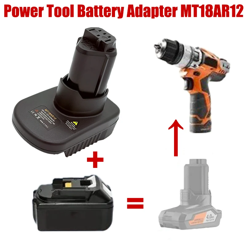 For Makita 18V Lithium Batteries Convert To Work for Ridgid 12V Li-ion Cordless Power Tools MT18AR12 Power Tool Battery Adapter