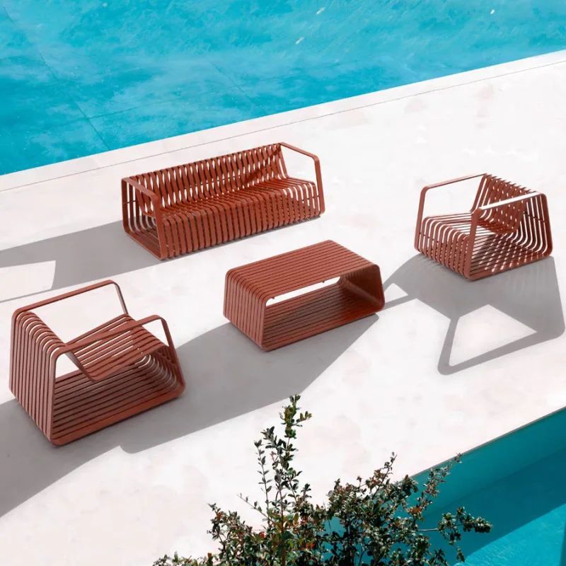 Outdoor aluminum alloy sofa hotel villa balcony courtyard sales department open-air waterproof sunscreen leisure sofa