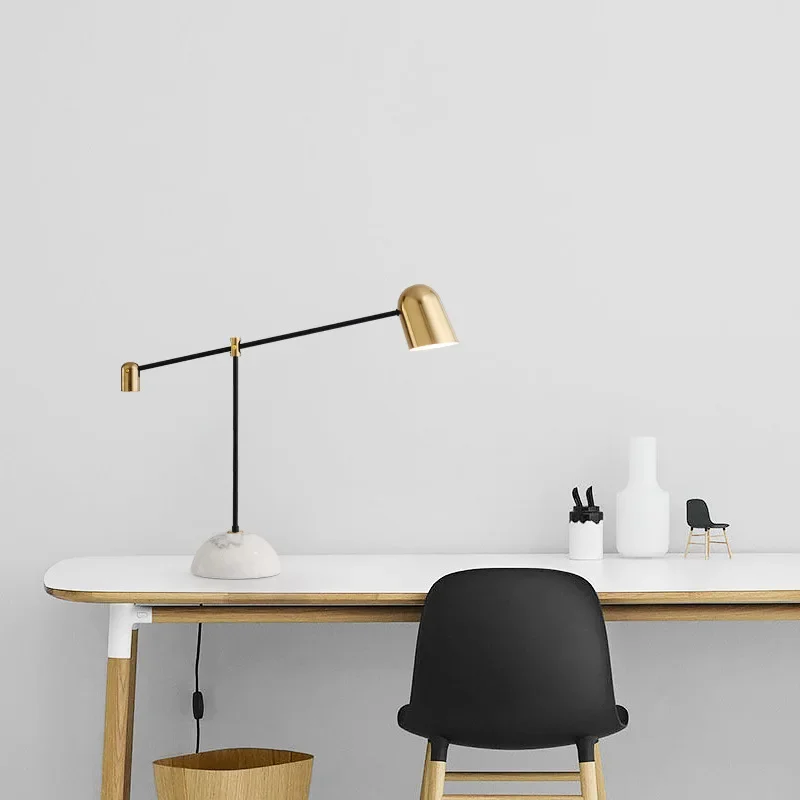 Lámpara de escritorio creativa minimalista moderna, base de mármol ajustable y elegante, sala de estudio, dormitorio, Lámpara decorativa de cabecera