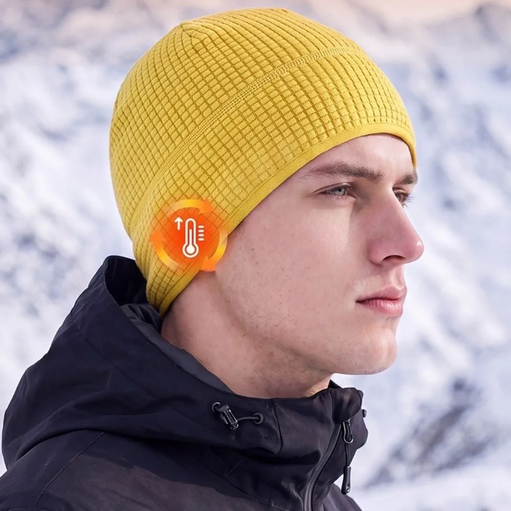 Comfortable Grid Winter Running Hat Solid Color Warmer Earflap Beanie Helmet Liner Windproof Outdoor Warm Hat Hiking