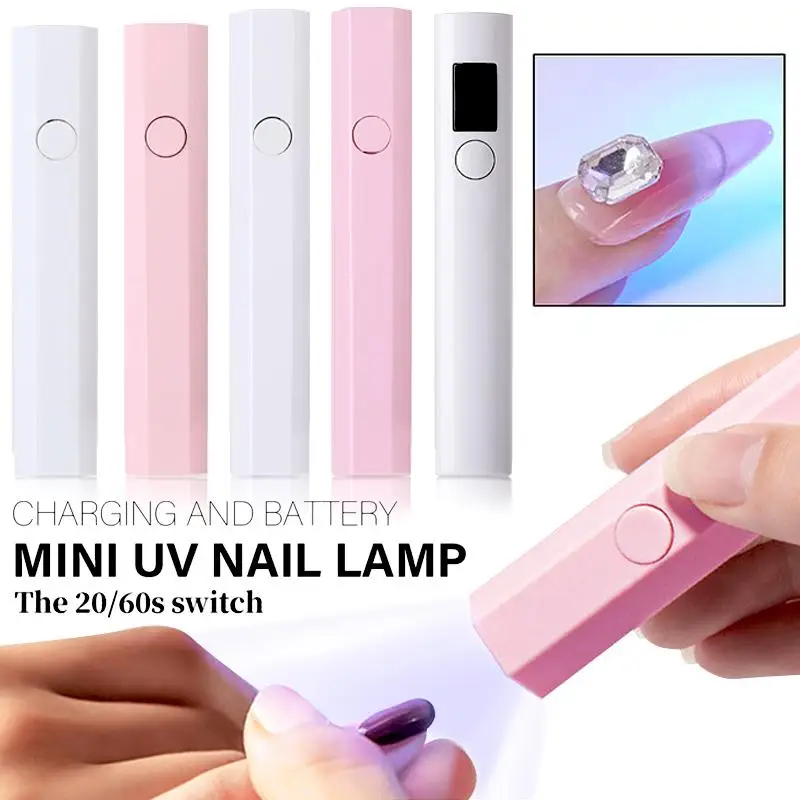 

Portable Mini White Pink UV Nail Lamp Handheld USB Rechargeable Gel Nails Lamp Detachable And Usable for Professional Use