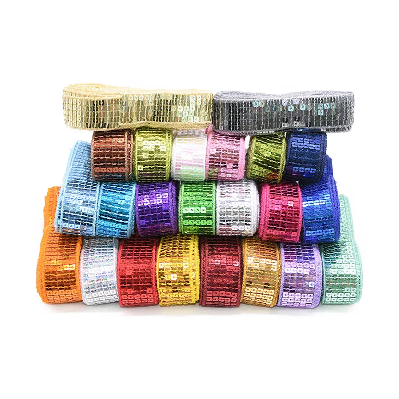 5 Yard Sequin Ribbon Glitter Paillette Braid Ribbon Clothing Appliques Sequins Trim Ribbon Bling Garment Lace DIY Accessories