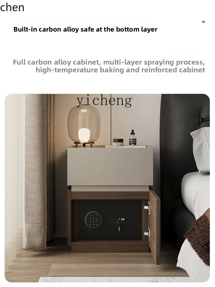 HXL solid wood headboard, safe, integrated locker with password lock, bedside cabinet