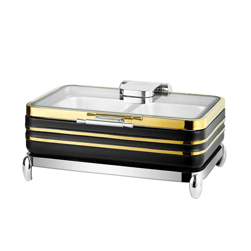Gold Plated Chafing Dishes For Catering 9qt Electric Buffet Stove Digital Touchscreen Auto Shut-Off 12-Hour Heating Luxury