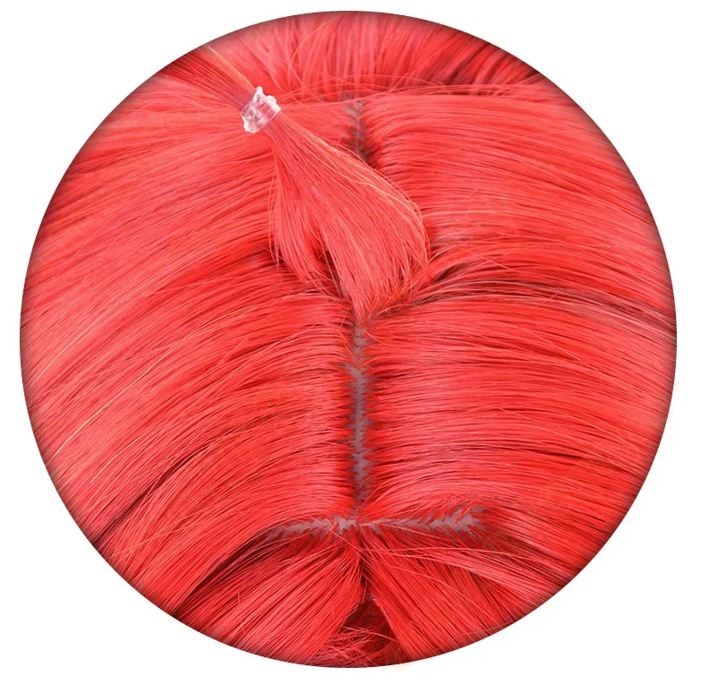 Pyro Archon Mavuika Cosplay Pruik 100 cm Lang Krullend Golf Rood Geel Gemengde Pruik Cosplay Anime Hittebestendige Synthetisch Haar