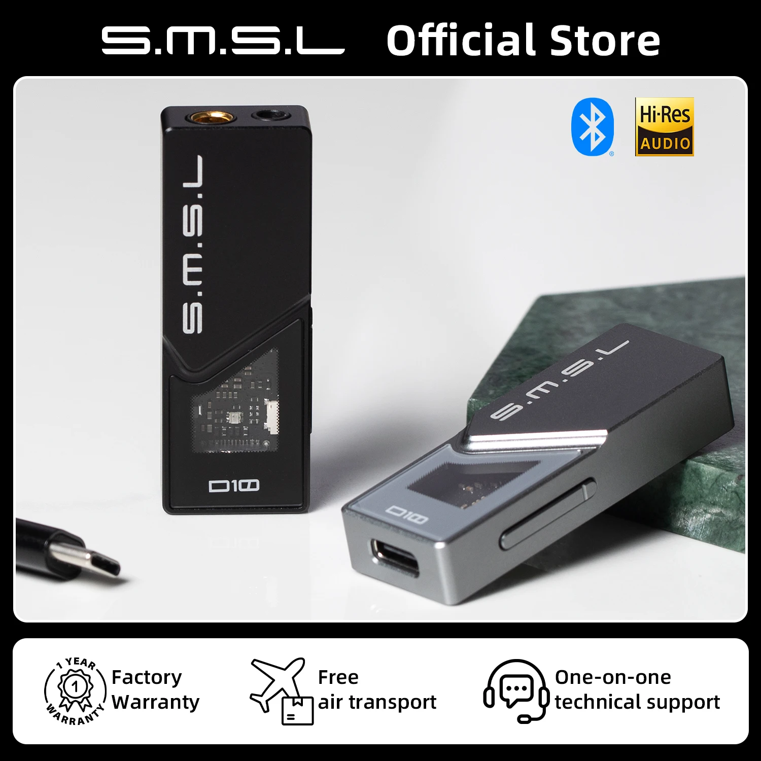 SMSL D10 Portable USB Headphone Amplifier Audio DAC 2*CS43131 3.5mm 4.4mm Balanced Dual  Jack DSD256 32bit/384kHz 500mW Output