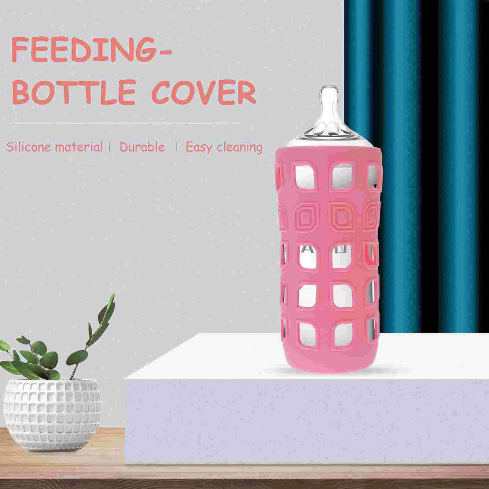 1PC Milk Bottle Protective Cover Feeding-Bottle Silicone Case Durable Bottle Sleeve for Home Pink