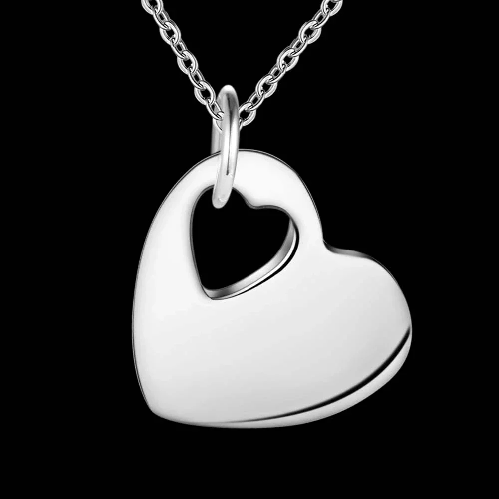 Collar con colgante de corazón romántico de Plata de Ley 925 para mujer, regalos de Navidad, joyería de lujo para fiesta y boda, venta al por mayor