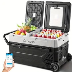 Car Refrigerator,Portable Car Fridge Freezer Electric Cooler Dual Zone Extension Handle,Mini Fridge for Camping, Travel, Truck