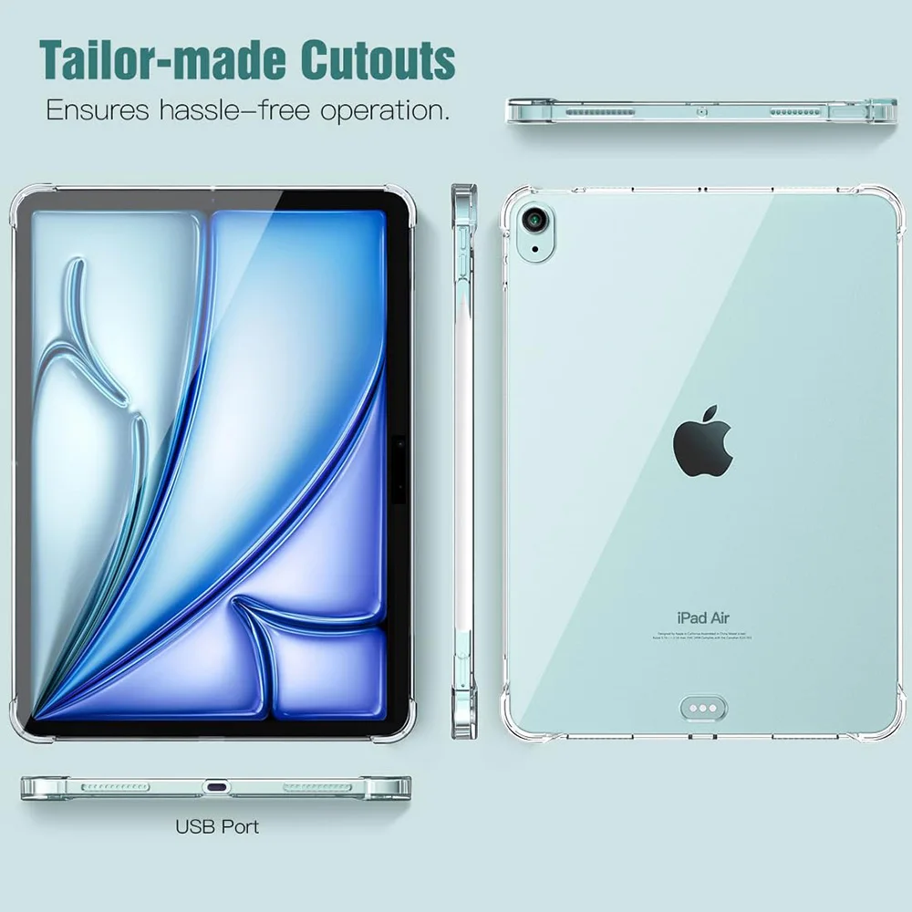 Tailor-made Cutouts Clear Tablet Case for iPad Air 11 2026 2025 4 M3 iPad Pro 13 11 M5 M4 Pro 12.9 Air 3 10.5 2018 Case Cover