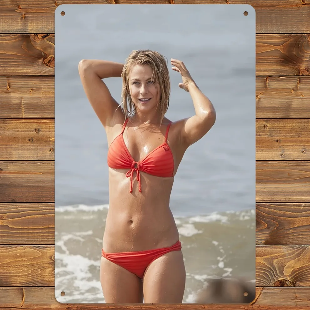 Julianne Hough Red Bikini Retro-Metallschild, 20,3 x 30,5 cm, Vintage-Wandkunst, langlebig, leicht