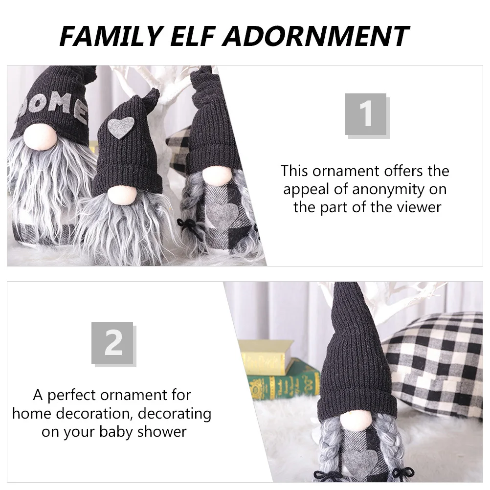 

3Pcs Family Gnome Decoration Cloth Craft Creative Home Art Craft Indoor Living Decor Tabletop Xmas Scene Family Gnome Adornment
