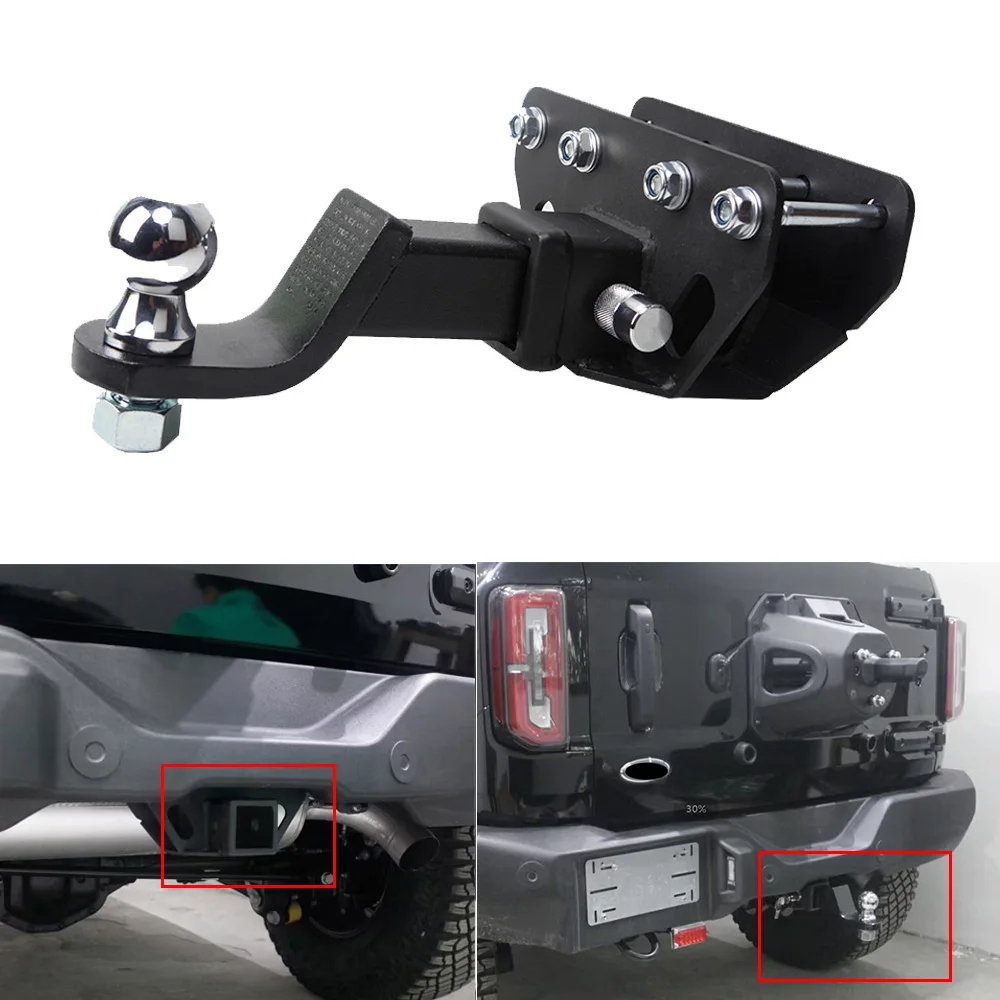 

For Ford Bronco 2021 2022 2023 4 Door & 2 Door Rear Bumper Tow Trailer Hitch Receiver Kit Unlimited Racing Shackle Tow Hook